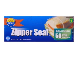 Zipper Seal Sandwich Bags, 50 pack